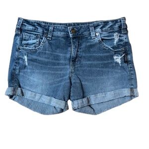 Silver Jeans Co. Distressed Denim Blue Women's Shorts Size 32